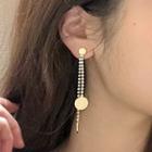 Disc Fringed Earring 1 Pair - 925 Silver - Gold - One Size