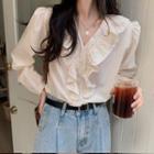 Long-sleeve Ruffle Button-up Blouse