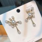 Faux Pearl Earring 1 Pair - Silver Pin - As Shown In Figure - One Size