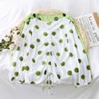 Loose-fit Polka-dot Drawstring Top