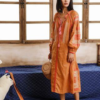 Tasseled Tie-waist Midi Dress
