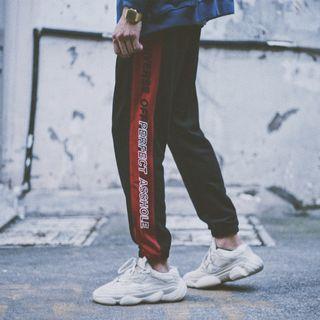 Lettering-trim Baggy Pants