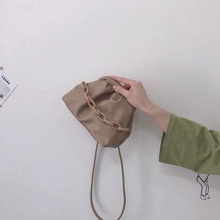 Chain Shirred Faux Leather Crossbody Bag