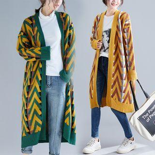 Color Block Patterned Midi Cardigan