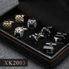 4 Pair Set: Alloy Cufflinks (various Designs) Xk2003 - 4 Pair - Silver & Gold - One Size