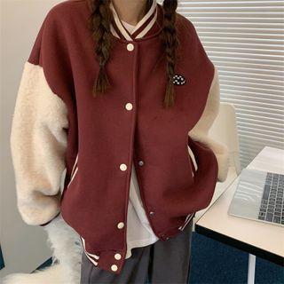 Long-sleeve Fleece Panel Bomber Jacket