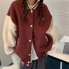 Long-sleeve Fleece Panel Bomber Jacket