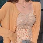 Plain Ruffle Trim Sheer Cardigan