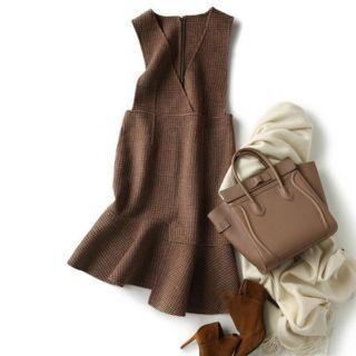 Plaid Ruffle Hem Overall Dress