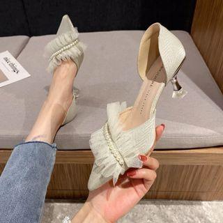 Lace Pearl Pointed-toe Shoes