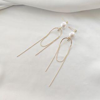 Faux Pearl Earring 925 Sterling Silver - Gold - One Size