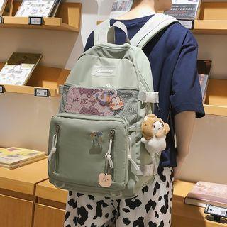 Plain Mesh Pocket Nylon Backpack