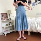 High-waist Single Breasted Denim Skirt