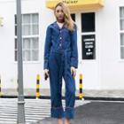 Denim Long Sleeve Wide Leg Jumpsuit