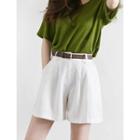 Pleated-front Linen Blend Shorts