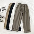 Plain Roll-up Cargo Cropped Pants