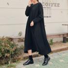 Pleat-side Long Sweatshirt Dress