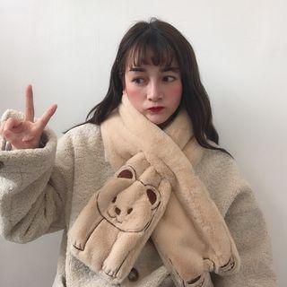 Embroidered Bear Scarf