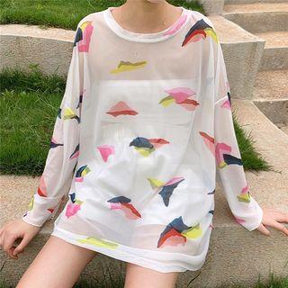 Long-sleeve Floral Printed T-shirt