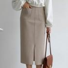 Band-waist Reversible Midi Skirt