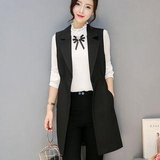 Slim-fit Lapel Long Vest