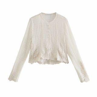 Long-sleeve Lace Hem Top