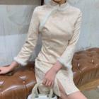 3/4-sleeve Mini Qipao Dress