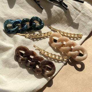 Set Of 2: Acrylic / Alloy Chunky Chain Hair Clip / Hair Pin