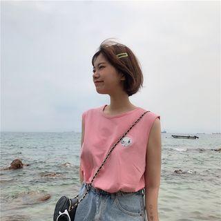 Sleeveless Planet Embroidery Top