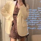 Single Breasted Blazer / Leopard Print A-line Mini Dress