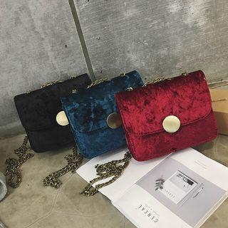 Velvet Chain Strap Crossbody Bag