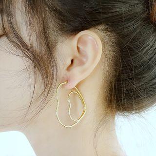 Heart Stainless Steel Hoop Earring 1 Pair - 706 - Gold - One Size