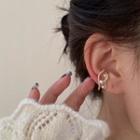 Wavy Alloy Faux Pearl Cuff Earring