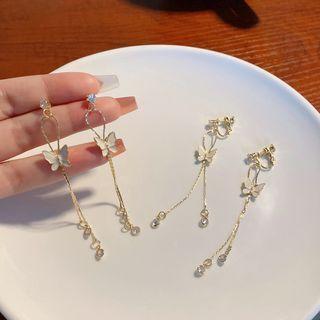 Butterfly Glaze Rhinestone Alloy Dangle Earring