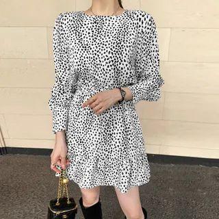 Inset Shorts Leopard Print A-line Dress White - One Size