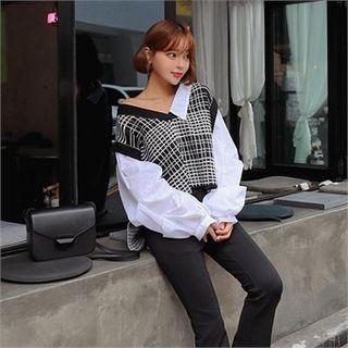 V-neck Layered Dip-back Blouse