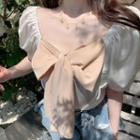 Puff-sleeve Bow Panel Blouse