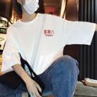Elbow-sleeve Character Print T-shirt