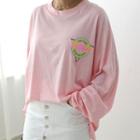Collage Printed Oversized Sheer T-shirt