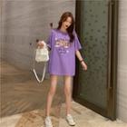 Castle Print Elbow-sleeve T-shirt