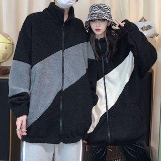 Couple Matching Stand Collar Fleece Zip Jacket