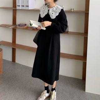 Lace Collar Midi Pullover Dress