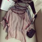 Striped Loose Knit 3/4-sleeve Sweater