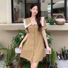 Color Block Single-breasted A-line Dress