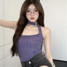 Two Tone Houndstooth Tank Top As Shown In Figure - One Size