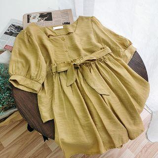 Set: Square-neck Puff-sleeve Blouse + Shorts