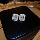 Rectangle Rhinestone Faux Pearl Alloy Earring 1 Pair - White - One Size