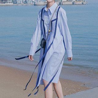 Long-sleeve Strappy Midi A-line Shirtdress