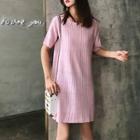 Short-sleeve Dotted Knit Dress