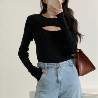Knit Camisole Top / Cropped Long-sleeve Top